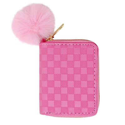 Kids Checker Canvas Wallet - Hot Pink - Gabrielle's Biloxi