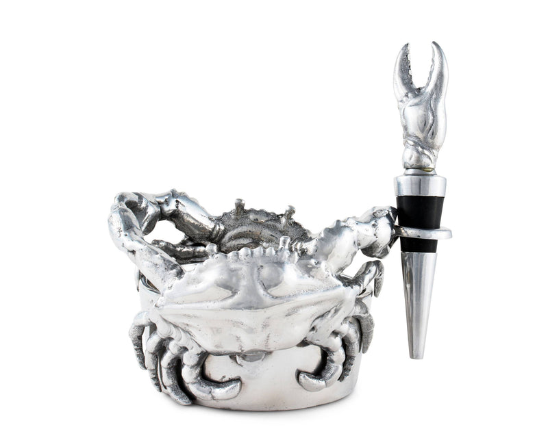 Crab Wine Caddy and Stopper Set - Gabrielle&