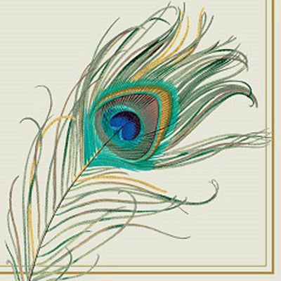 Peacock Feather Paper Cocktail Napkin - Gabrielle's Biloxi