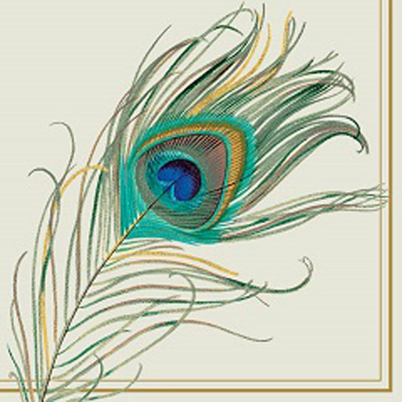 Peacock Feather Paper Cocktail Napkin - Gabrielle&