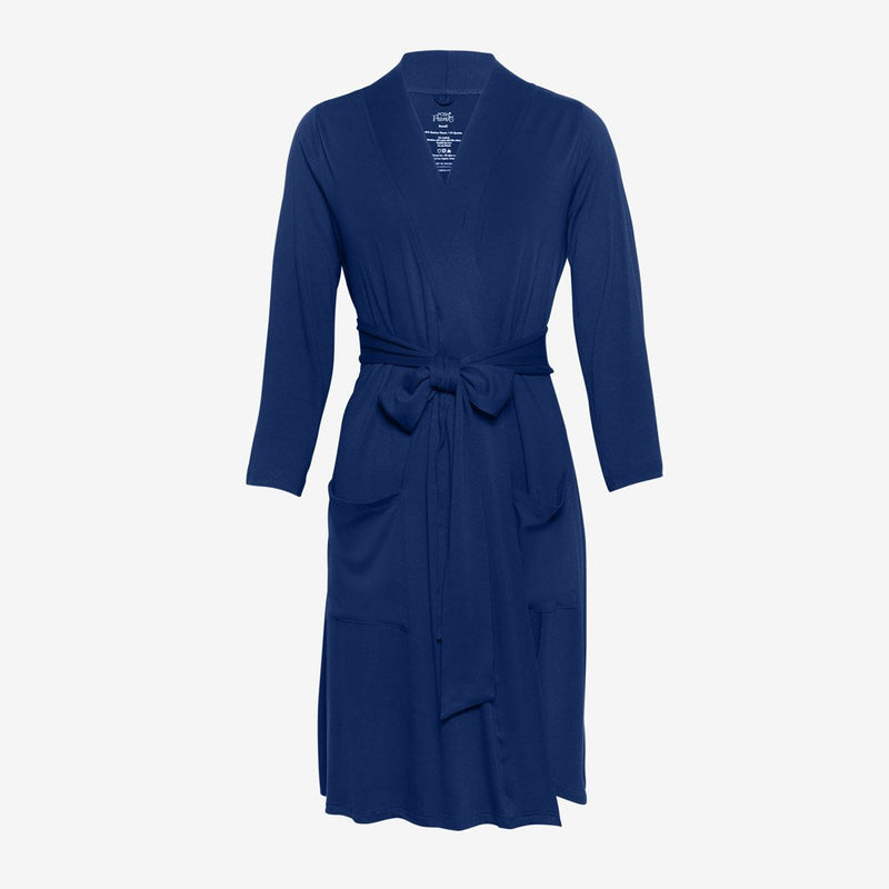 Posh Peanut Solid Color Sailor Blue Mommy Robe Navy - Gabrielle&