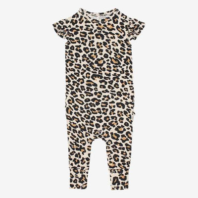 Posh Peanut Lana Leopard Tan-L/S Ruffled Romper - Gabrielle's Biloxi