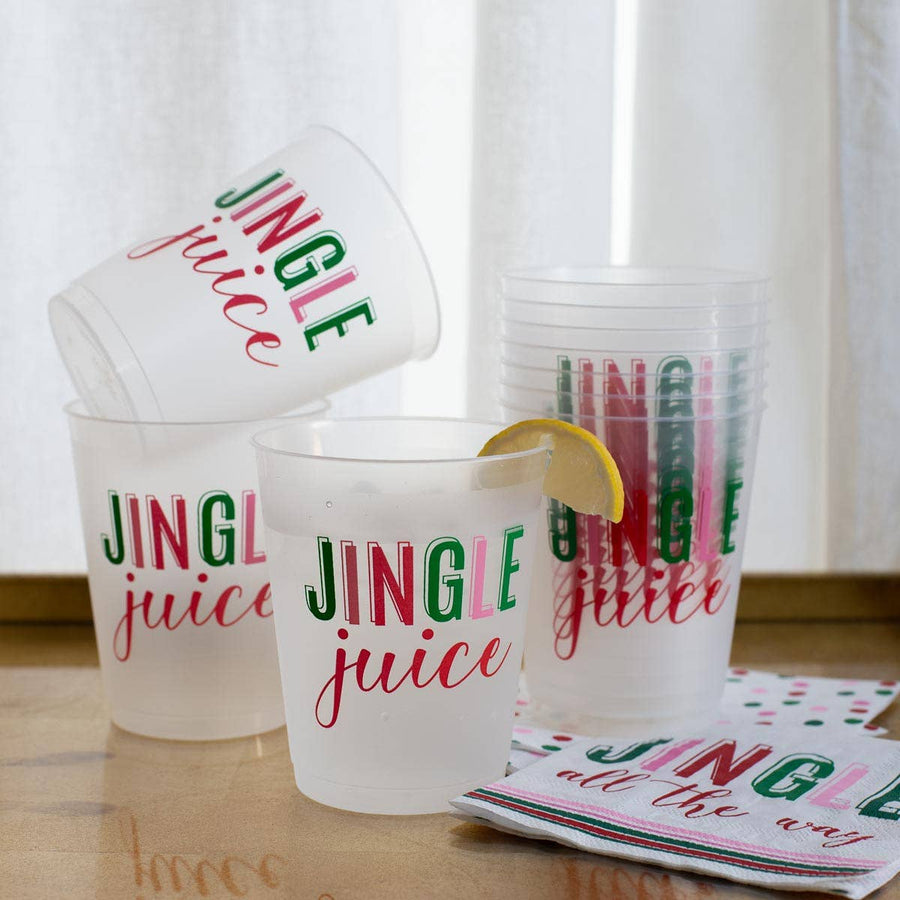 Jingle Juice Party Cups   Frosted/Multi   16oz   Set of 10 - Gabrielle's Biloxi