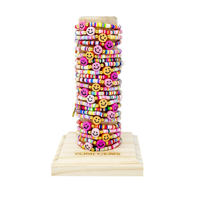Happy Face Stretchy Rainbow Disk Bracelet Tower - Gabrielle's Biloxi