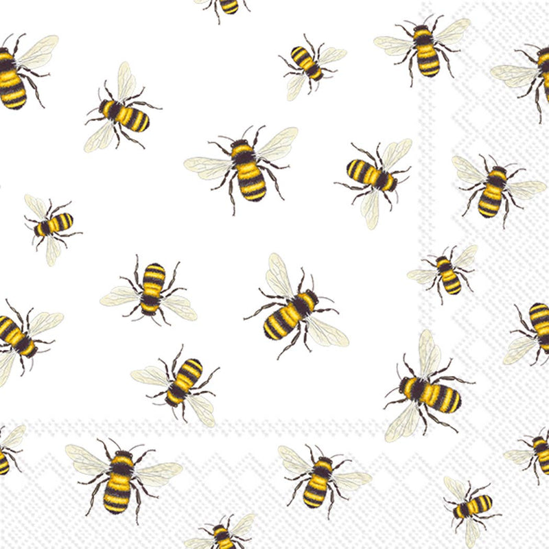 Save the Bees White Paper Cocktail Napkin - Gabrielle&