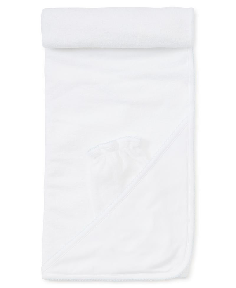 Kissy Kissy Basic Towel w/ Mitt | White with Light Blue - Gabrielle's Biloxi