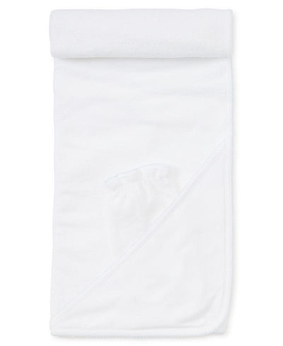 Kissy Kissy Basic Towel w/ Mitt | White with Light Blue - Gabrielle's Biloxi