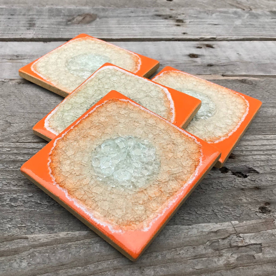 Dock 6 Pottery Coaster Set of 4 - Bright Orange - Gabrielle's Biloxi