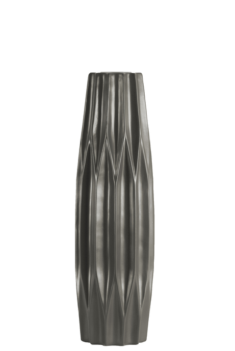 Ceramic Patterned Round Vase Embossed Diamond Dark Taupe - Gabrielle's Biloxi