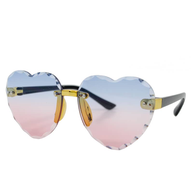 Frameless Heart Sunglasses - Blue/Pink - Gabrielle&