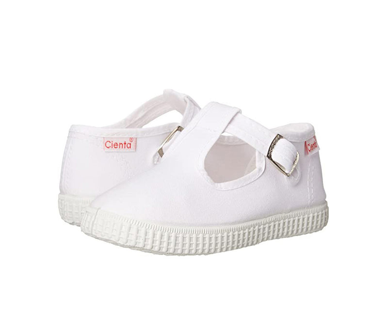 Cienta T-Strap Shoe - White - Gabrielle&