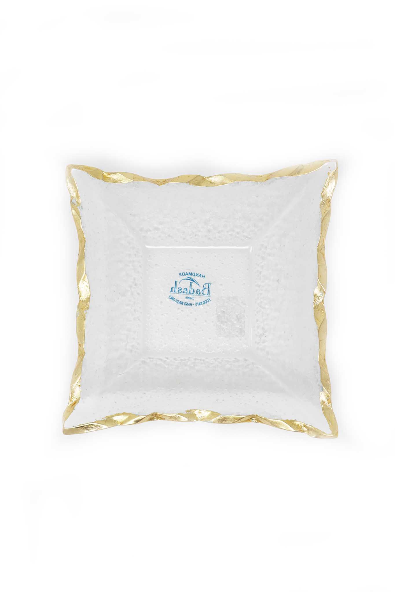 Goldedge Handcrafted Crystal Square Bowl - Thumbnail 2