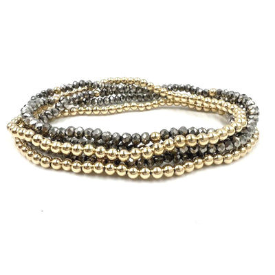 Karma 14K Gold Filled and Metallic 5 Stack Bracelet - Gabrielle's Biloxi