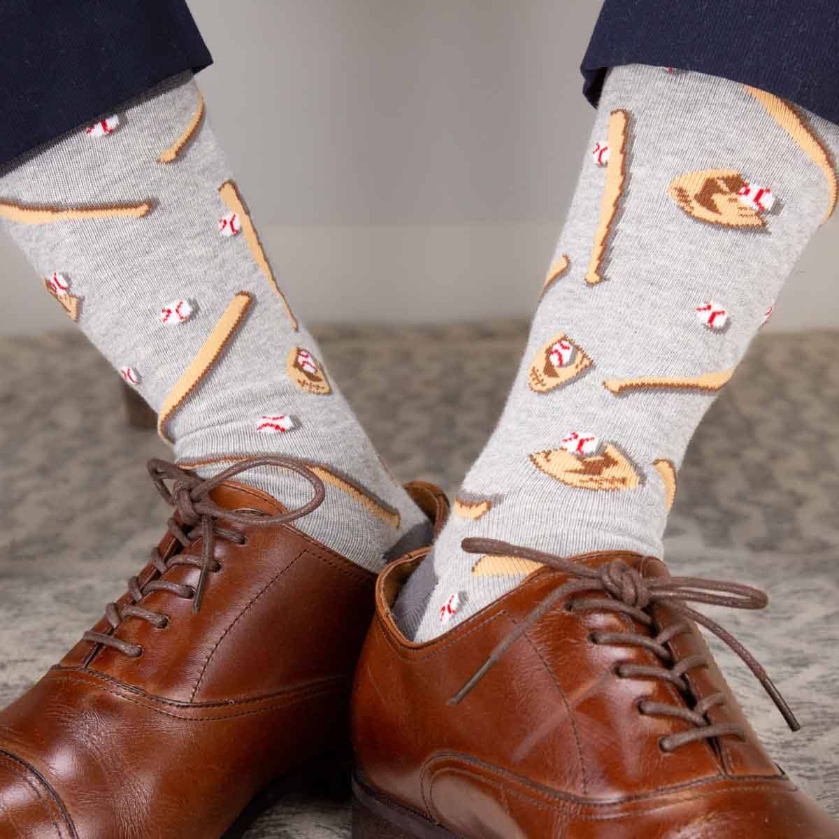 Men's Baseball Socks   Gray/Brown   One Size - Gabrielle's Biloxi