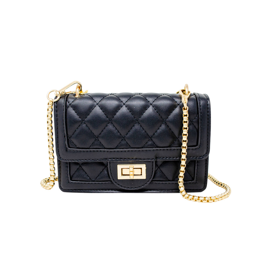 Classic Quilted Large Flap Handbag - Black - Gabrielle's Biloxi