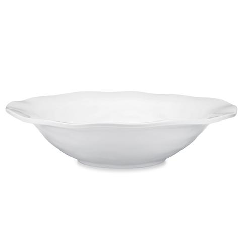 Ruffle White Melamine Round Shallow Serving Bowl