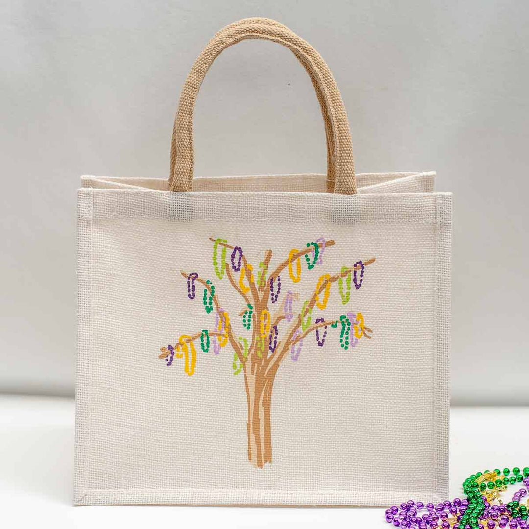 Mardi Gras Bead Tree Gift Tote   White/Multi   12x10x8 - Gabrielle's Biloxi
