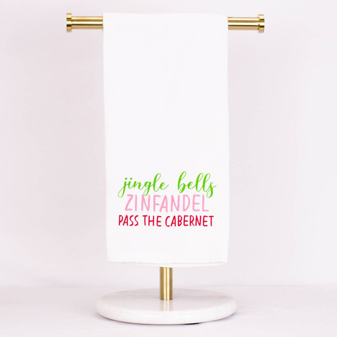 Pass the Cabernet Hand Towel   White/Green/Pink   20x28 - Gabrielle's Biloxi