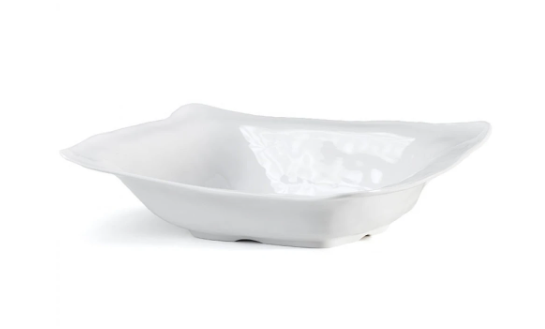 Ruffle White Melamine Rectangle Shallow Serving Bowl - Gabrielle's Biloxi