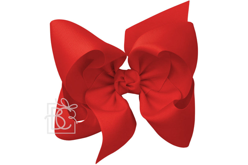 Signature Grosgrain Double Knot Bow on Clip - Red - Gabrielle&