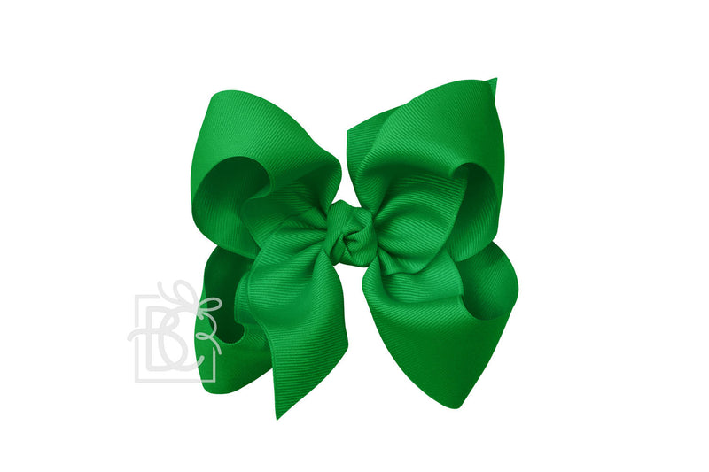 Signature Grosgrain Double Knot Bow on Clip - Emerald - Gabrielle&