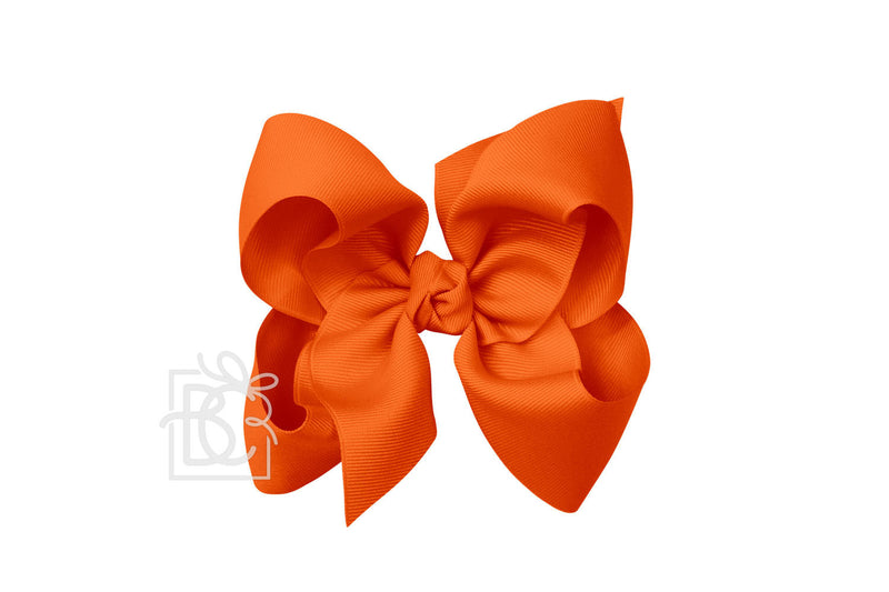 Signature Grosgrain Double Knot Bow on Clip - Orange - Gabrielle&