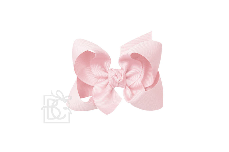 Signature Grosgrain Double Knot Bow on Clip - Light Pink - Gabrielle&