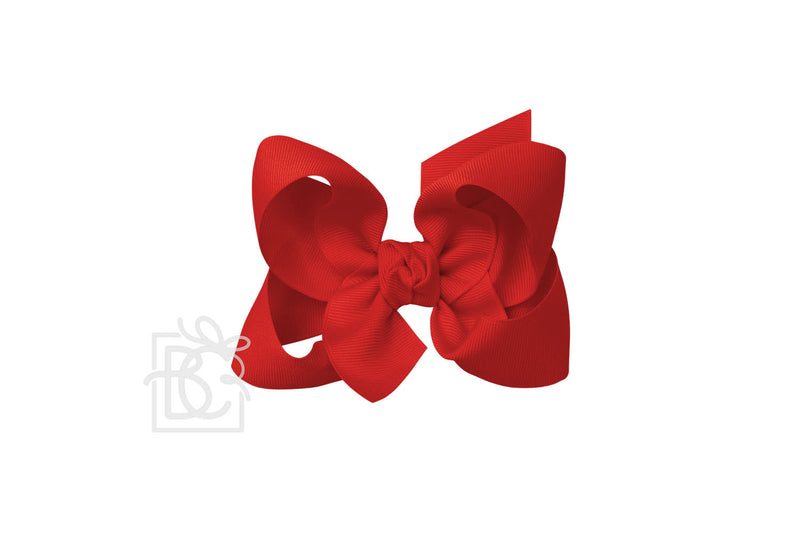 Signature Grosgrain Double Knot Bow on Clip - Red - Gabrielle&