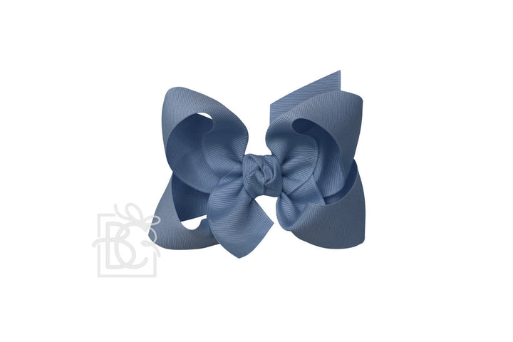 Signature Grosgrain Double Knot Bow on Clip - Smoke Blue - Gabrielle's Biloxi