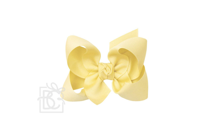 Signature Grosgrain Double Knot Bow on Clip - Light Yellow - Gabrielle&