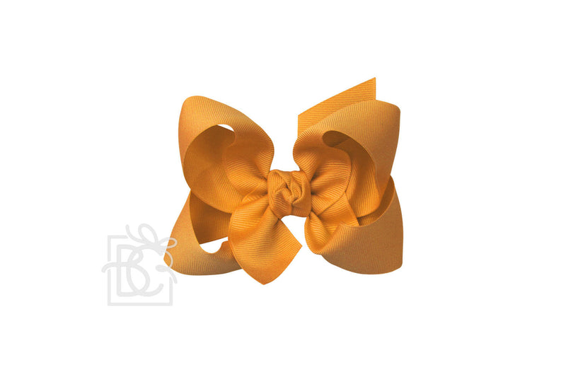 Signature Grosgrain Double Knot Bow on Clip - Old Gold - Gabrielle&