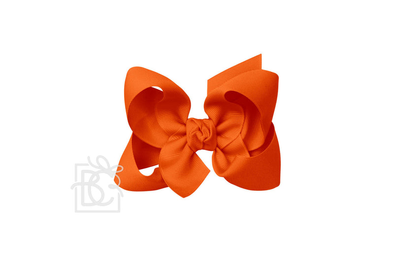 Signature Grosgrain Double Knot Bow on Clip - Orange - Gabrielle&
