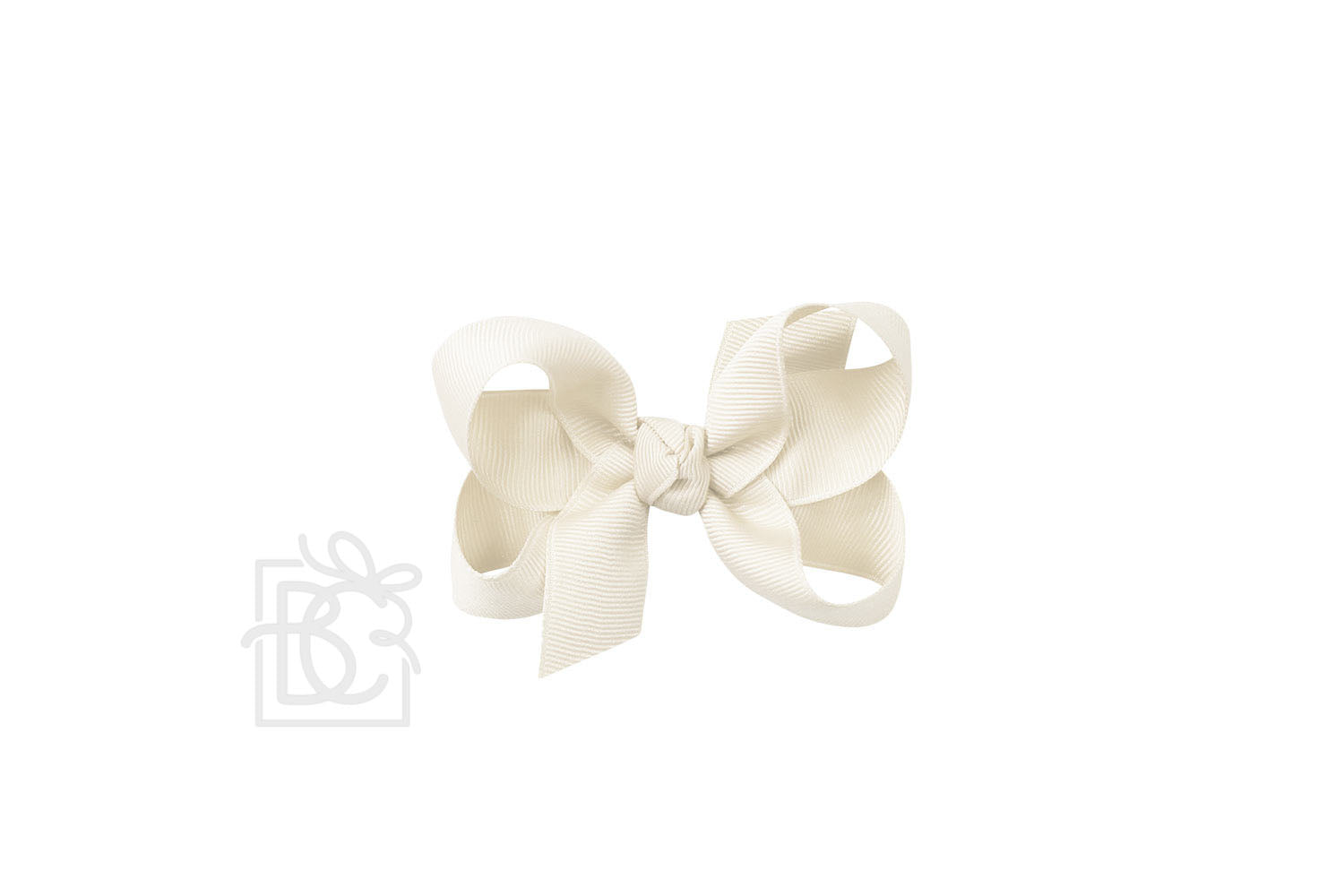 Signature Grosgrain Double Knot Bow on Clip - Antique White - Gabrielle's Biloxi