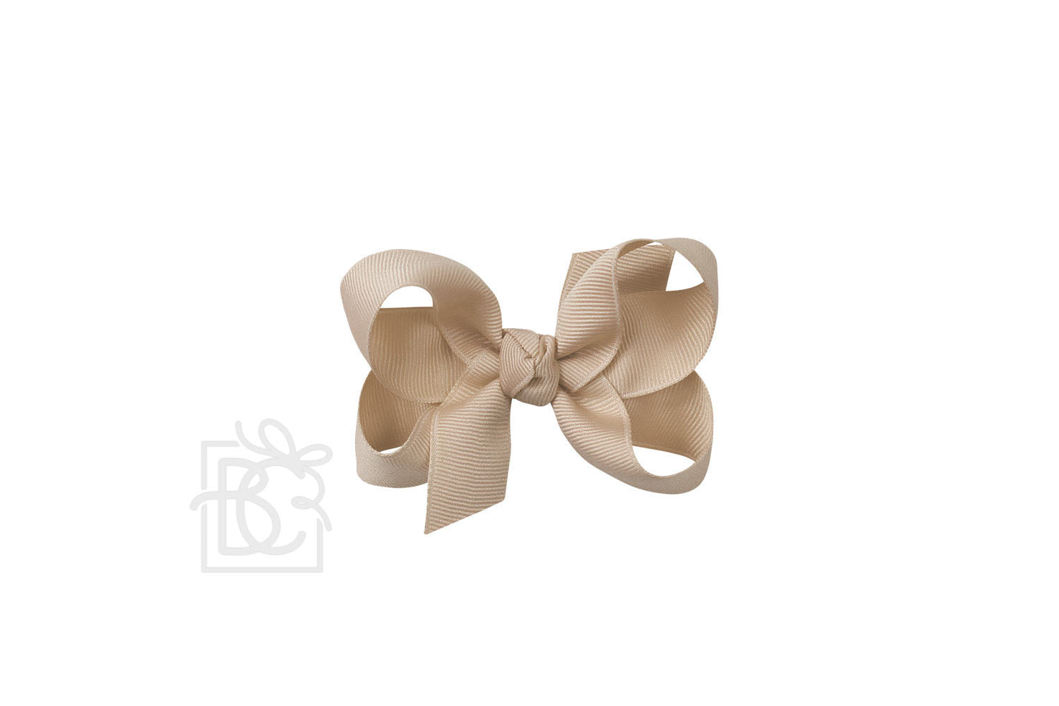 Signature Grosgrain Double Knot Bow on Clip - Oatmeal - Gabrielle's Biloxi