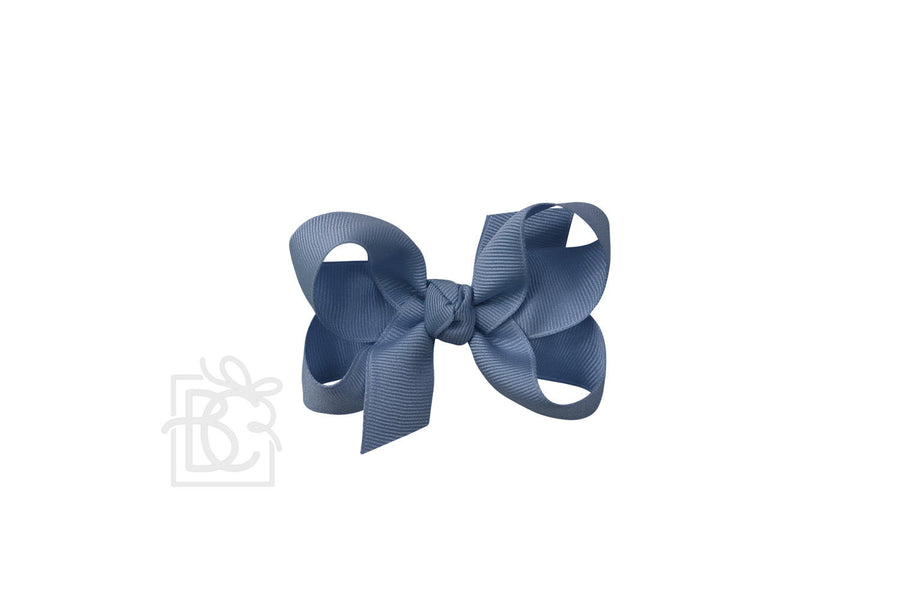Signature Grosgrain Double Knot Bow on Clip - Smoke Blue - Gabrielle's Biloxi