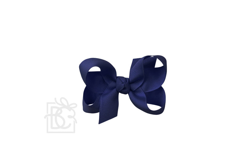 Signature Grosgrain Double Knot Bow on Clip - Navy - Gabrielle&