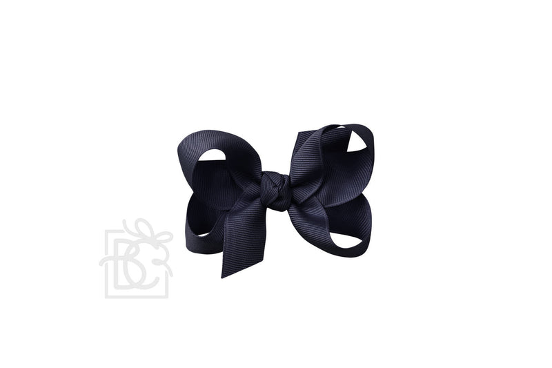 Signature Grosgrain Double Knot Bow on Clip - Dark Navy - Gabrielle&