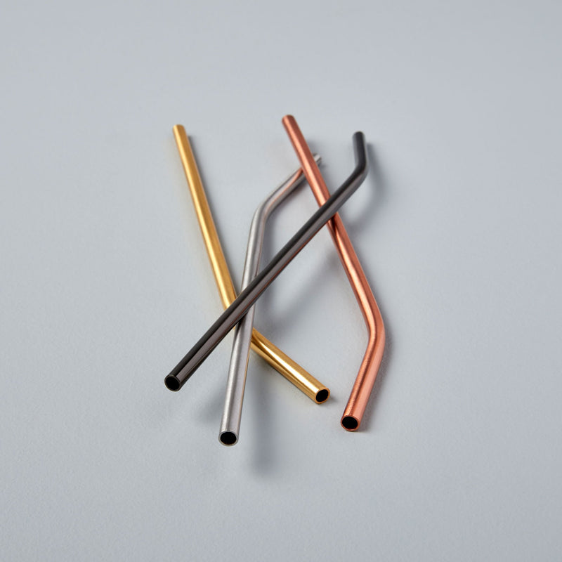 Stainless Bent Straws - Matte Metallic Set of 4 - Gabrielle&