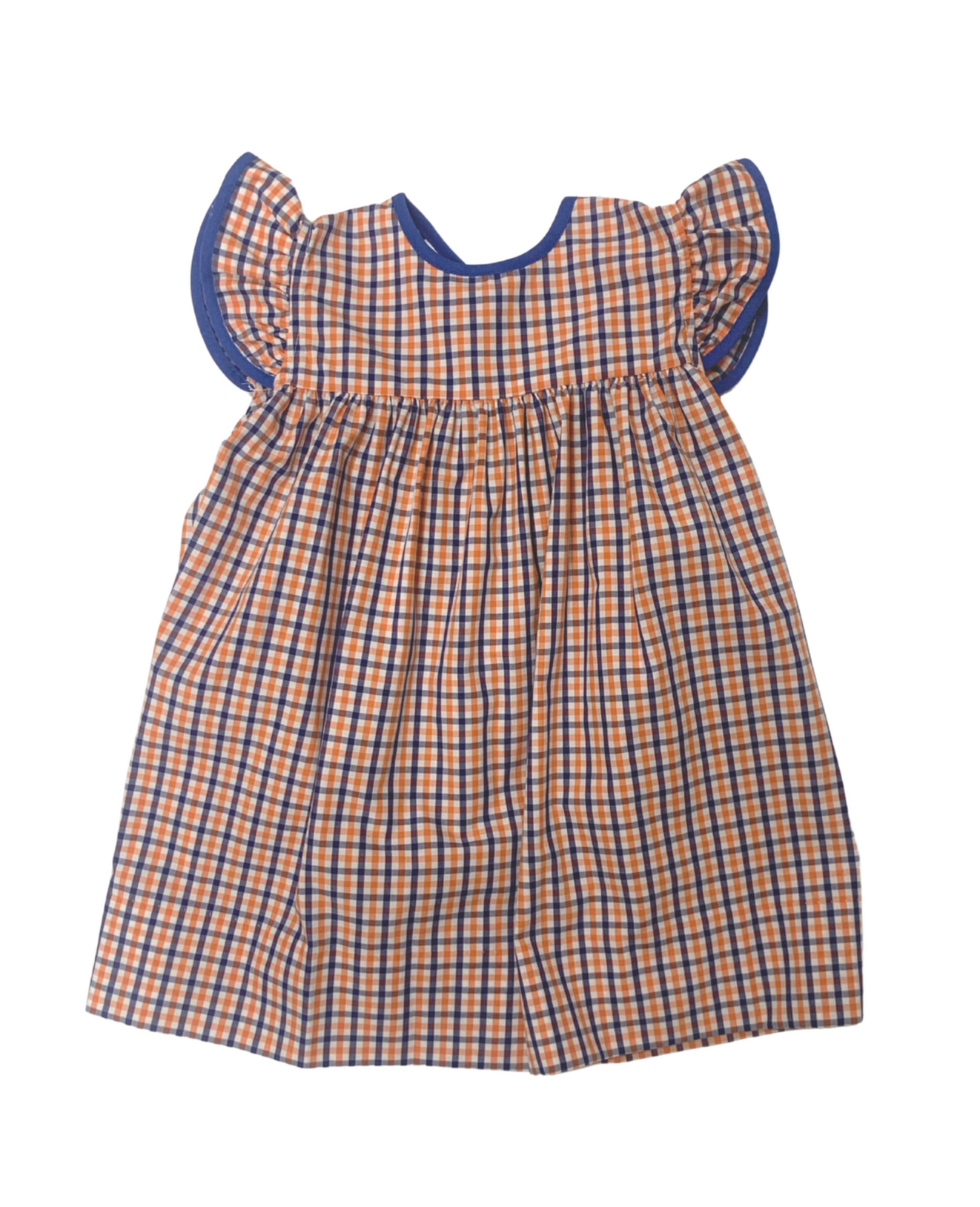 Gina Plaid Dress with Bow - Orange & Blue - Gabrielle's Biloxi