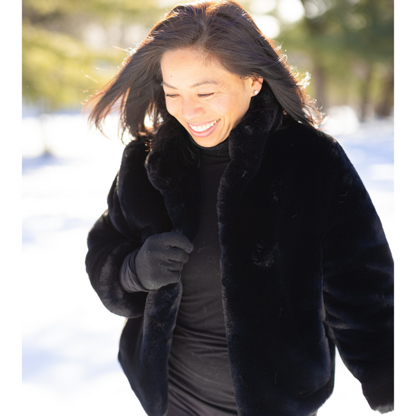 Faux Fur Reversible Blakely Bomber - Black - Gabrielle's Biloxi