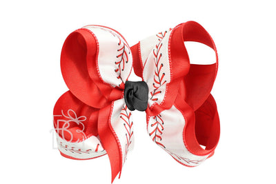 Layered Baseball Bow on Clip - Gabrielle's Biloxi