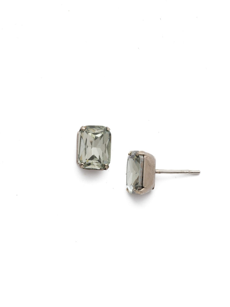 Sorrelli Mini Emerald Cut Stud Earring Antique Silver Black Diamond - Gabrielle&