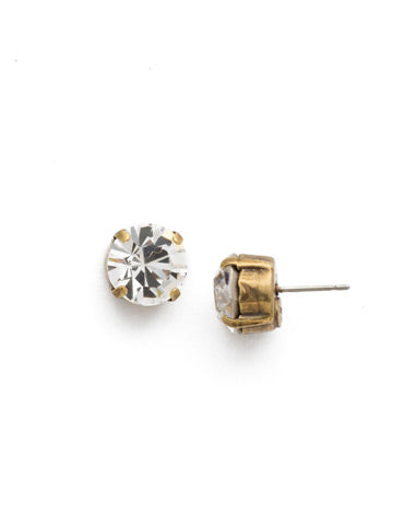 Sorrelli Round Crystal Stud Earring Antique Gold Crystal - Gabrielle's Biloxi