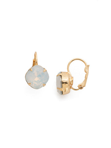 Sorrelli Cushion Cut French Wire Earrings Bright Gold White Opal - Gabrielle's Biloxi