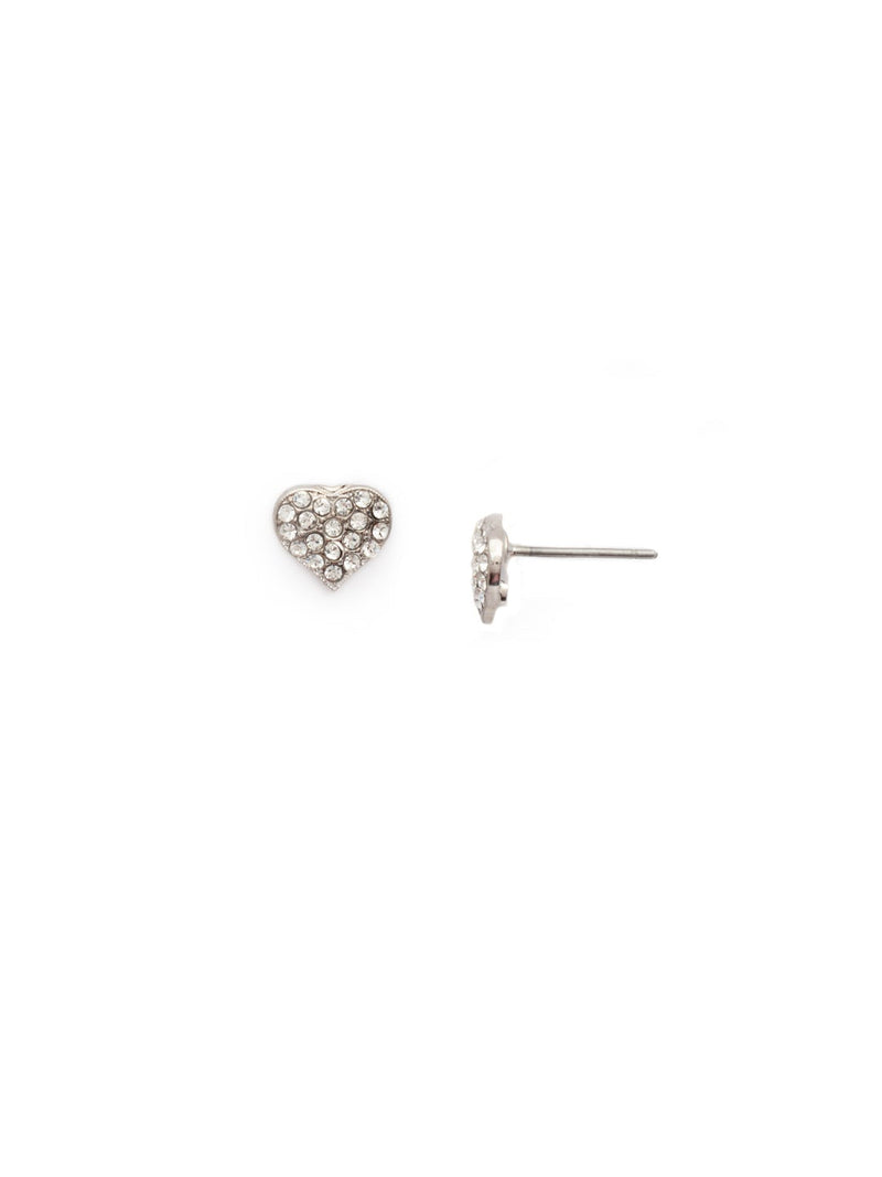 Sorrelli Heart Stud Earrings Platinum Crystal - Gabrielle&