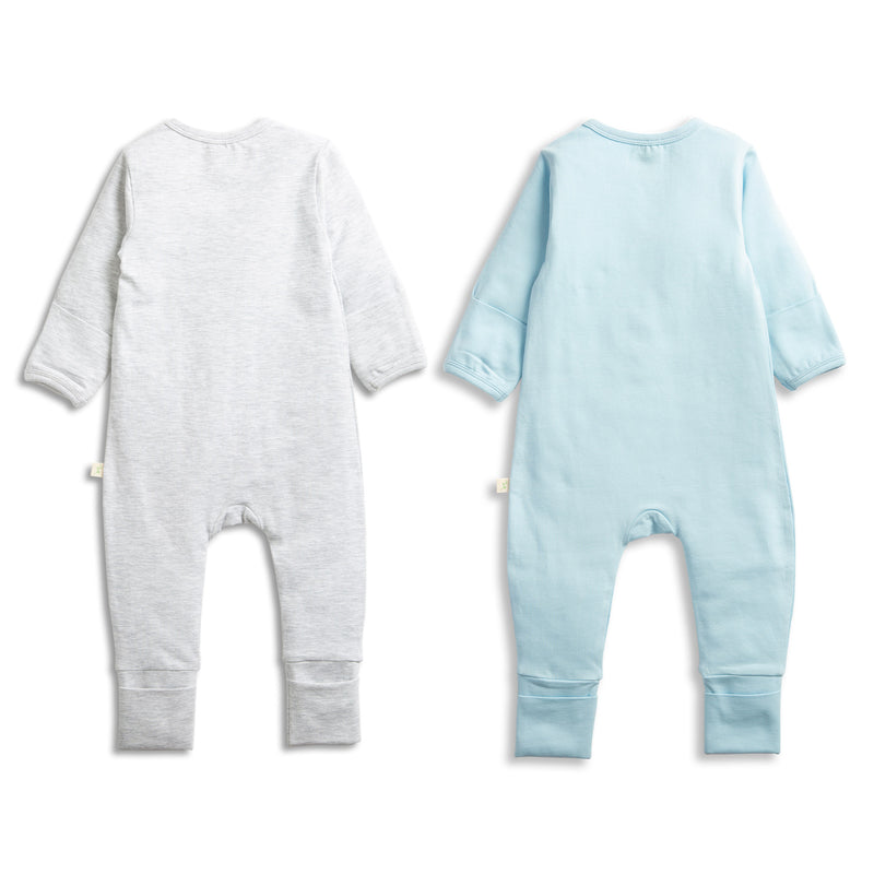 Tiny Twig 2Pack ARY L/S Zipsuit Cool Blue - Gabrielle&