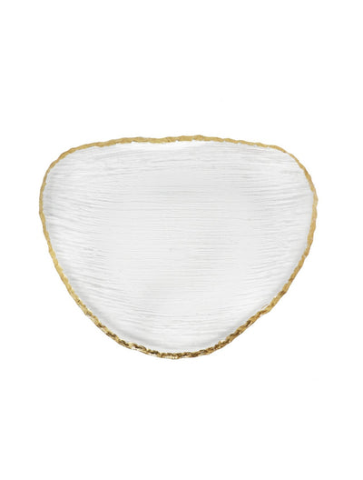 Gold Rim 11.5" Organic Shape Plate - Gabrielle's Biloxi