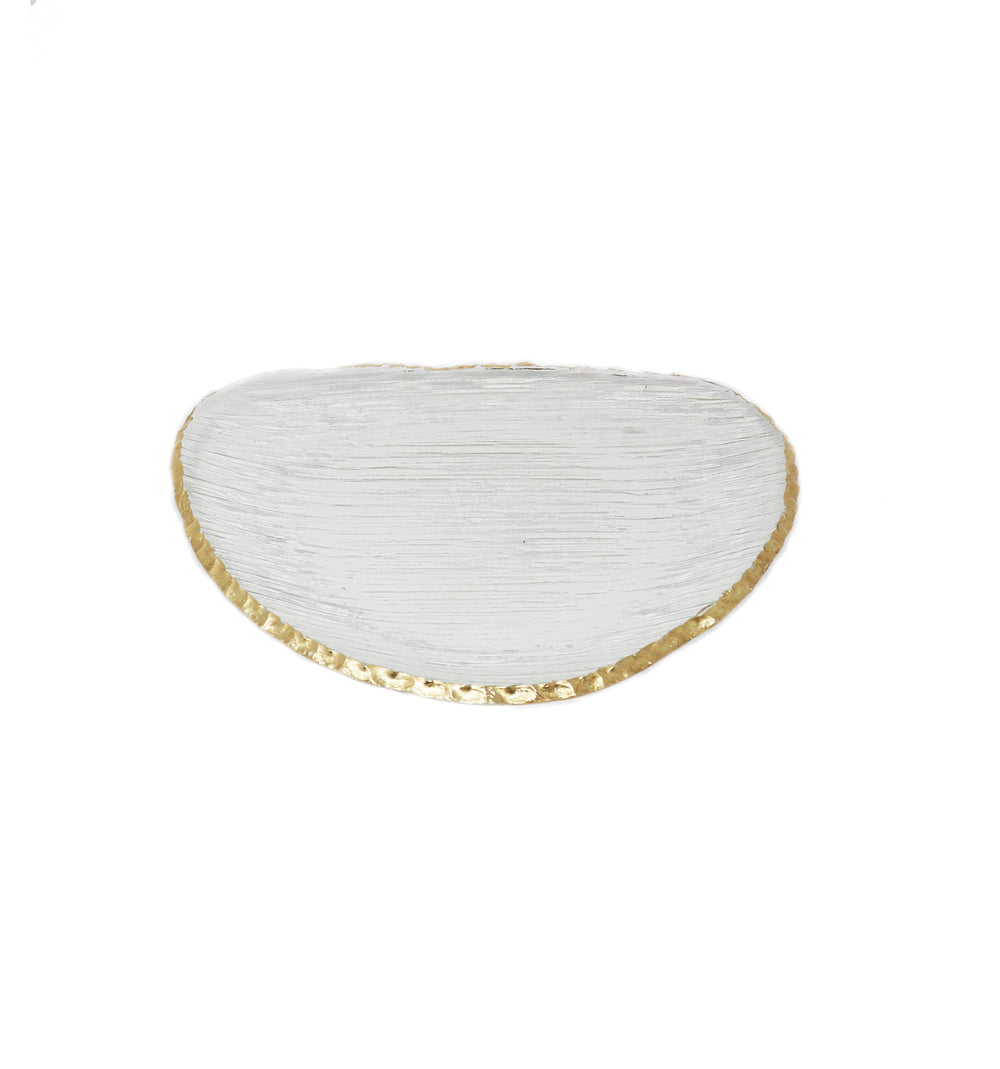 Gold Rim 11.5" Organic Shape Plate - Gabrielle's Biloxi
