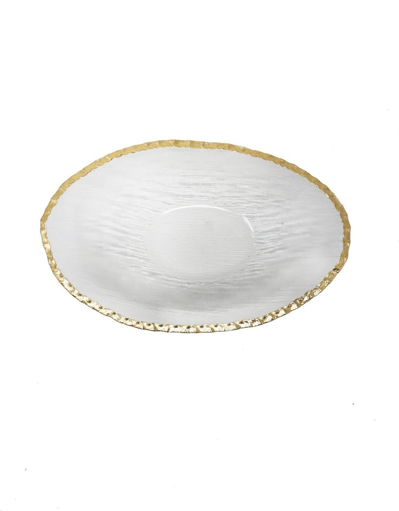 Crystal Oval Bowl with Gold Edge Large - Gabrielle&