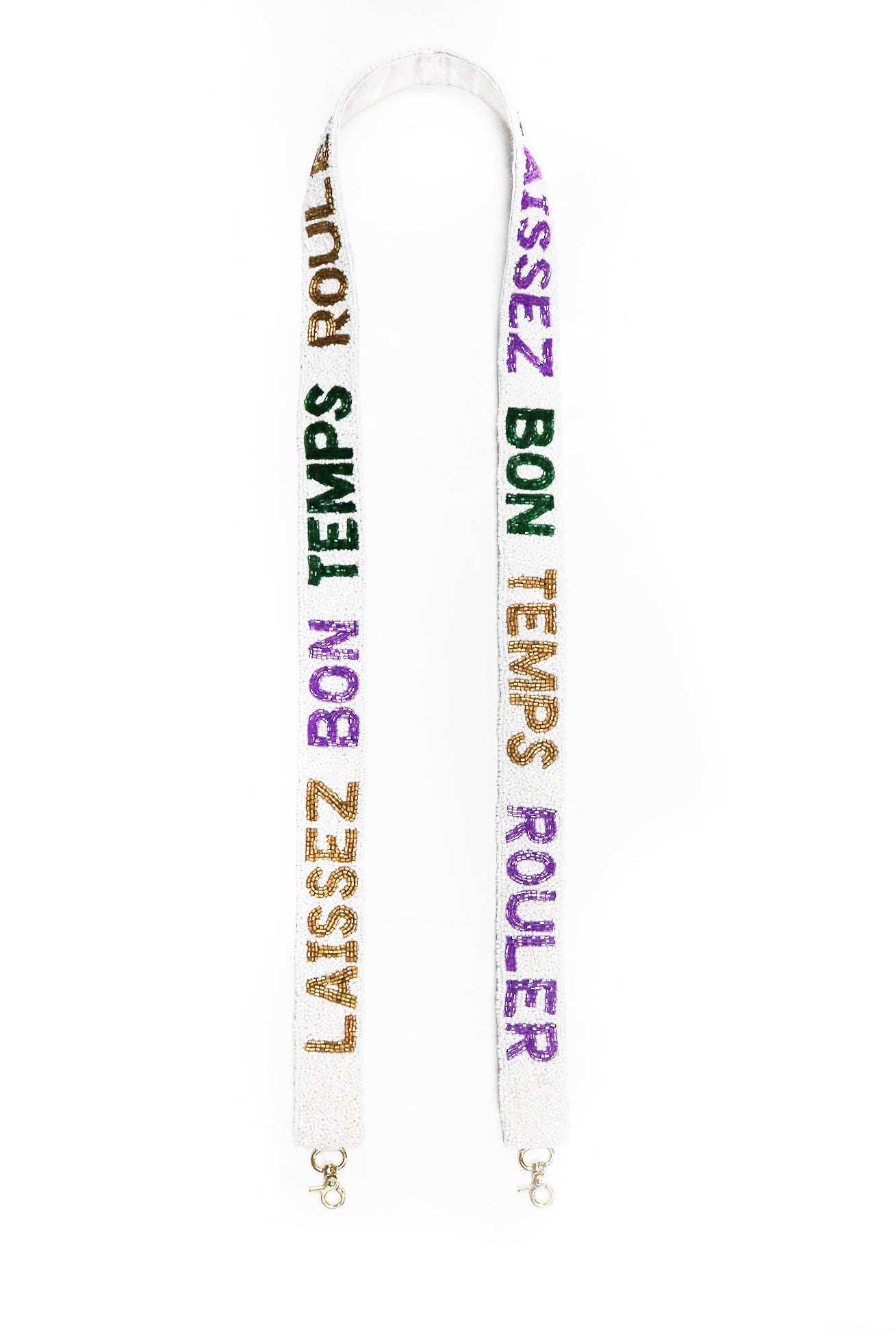 Laissez Bon Temps Rouler Beaded Strap White - Gabrielle's Biloxi